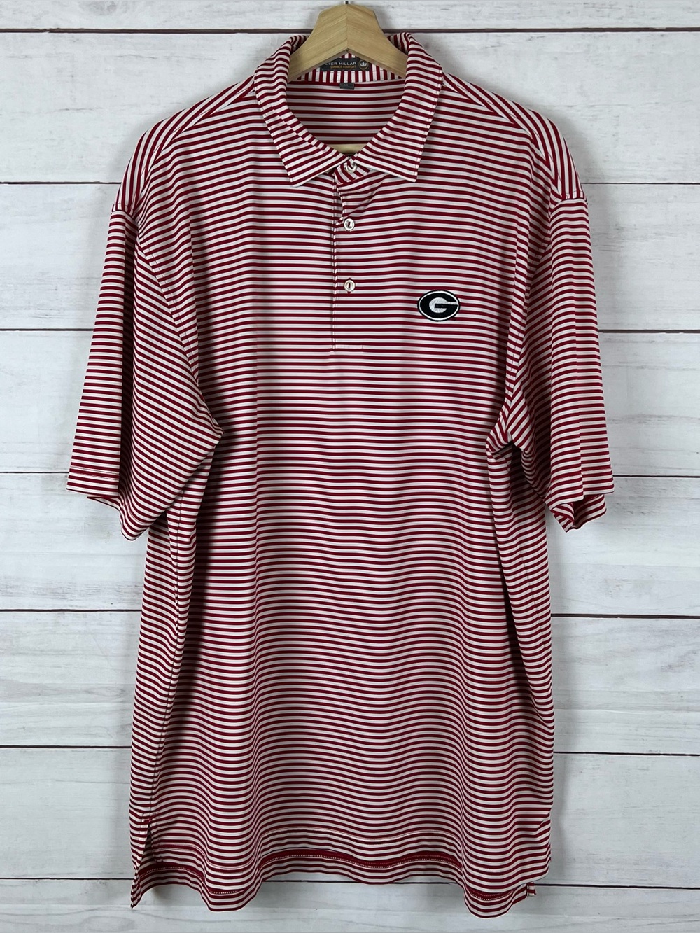 Georgia Bulldogs Polo Shirt Men XL Red White Stripes Peter Millar Summer Comfort